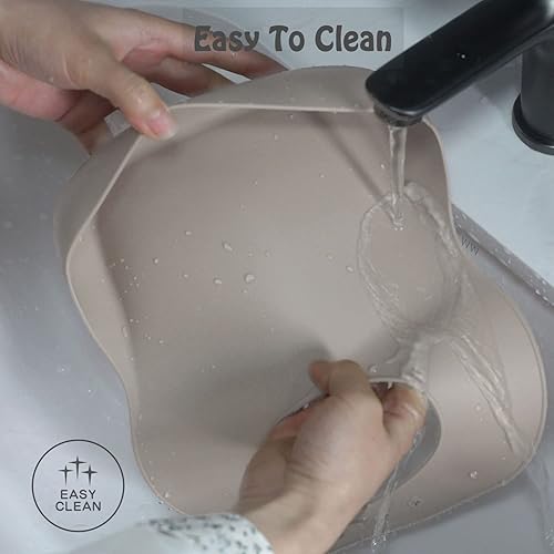 Miniatura 5 de Ginbear Cuencos para bebés con succión en primera etapa, baberos de silicona, cucharas de alimentación para bebés, suministros de destete para bebés