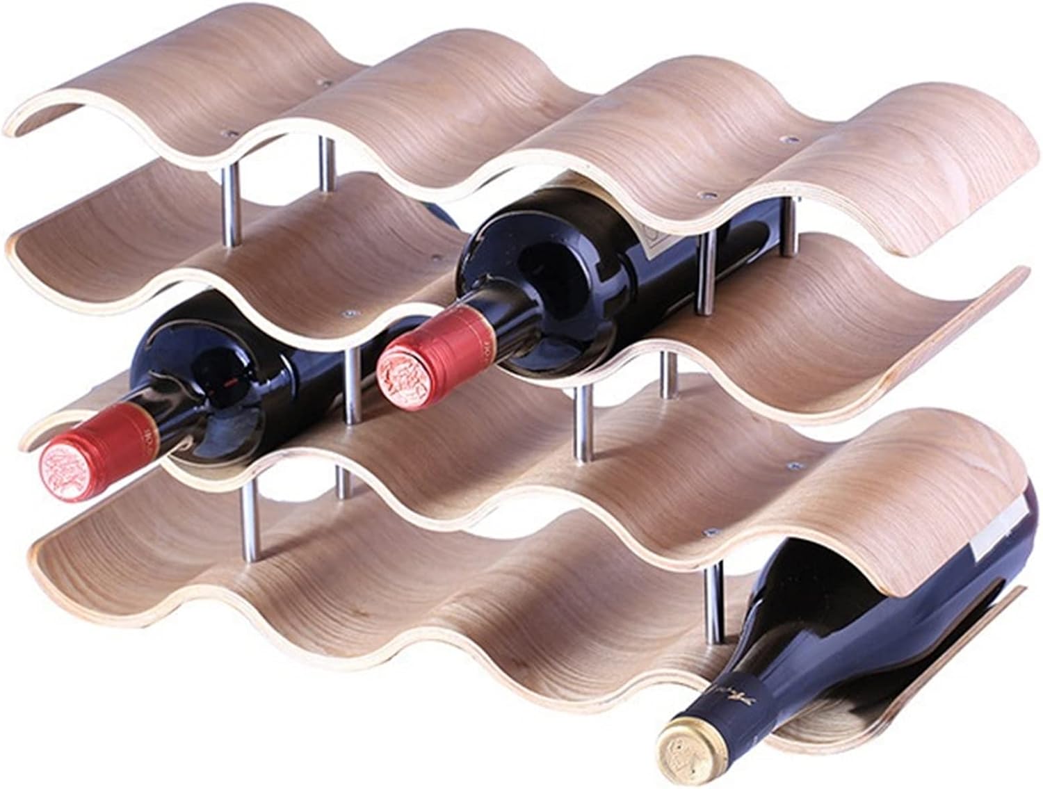 Estante para Vino y Copas WAOCEO, Soporte de Pared, Madera