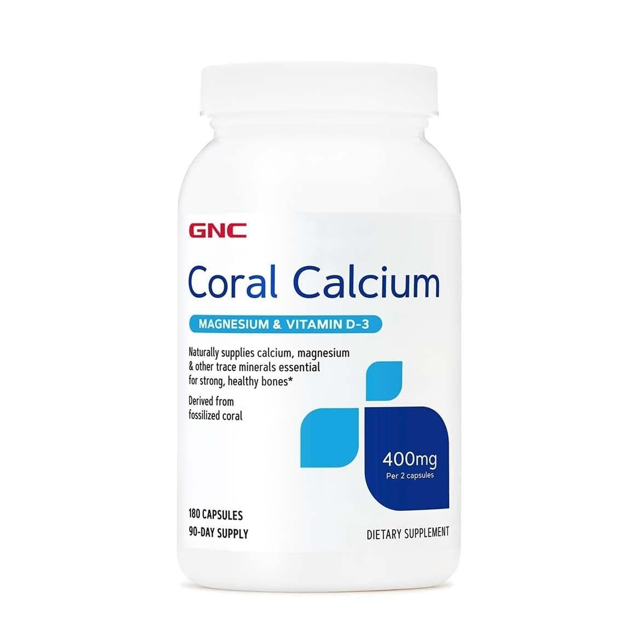 GNC Coral Calcium 400mg Supplement, Supports Strong Bones, 90 Servings 180 Count (Pack of 1)