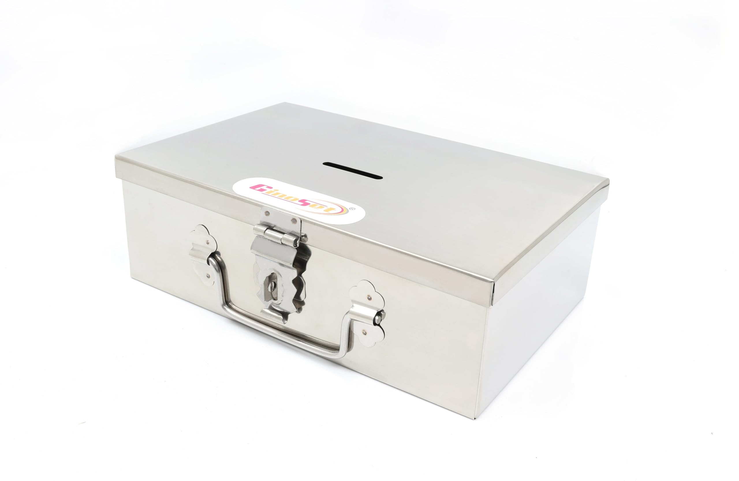 SAFENIX Stainless Steel Storage,jewellery Boxes Multi-Purpose Safe Locker & Cash with Removable Tray (4 Compartments) for Shop Counter Drawer Heavy-Duty Steel Cash Box Ideal for Home|Office|-image-19