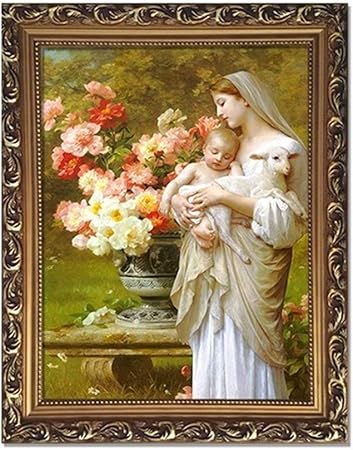 Amazon Co Jp 聖母マリア油絵 絵画 アート油絵 オイル 壁飾り 可愛い天使 キリスト教油絵 小型 大型 多種寸法選択 玄関壁飾り 超美品 高級感 洋画 Jdp04 仕上げk 40cm 50cm おもちゃ