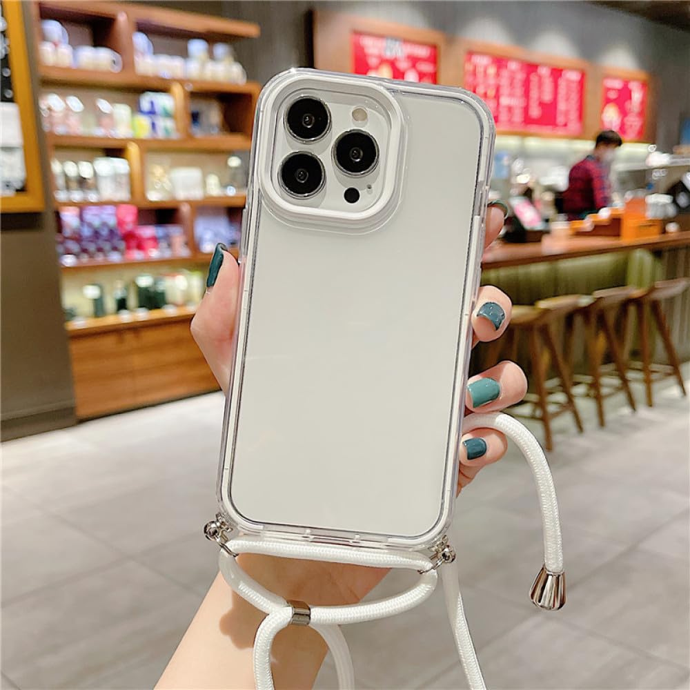 Coque transparent iPhone 13 cordon amovible collier blanc protection camera - 7