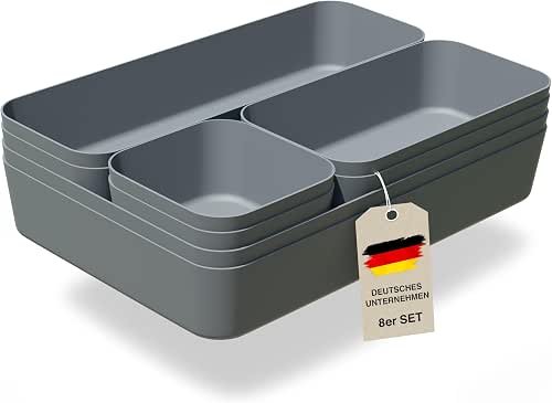 VMbathrooms Schubladeneinsatz Set 8 Sortierboxen Anthrazit