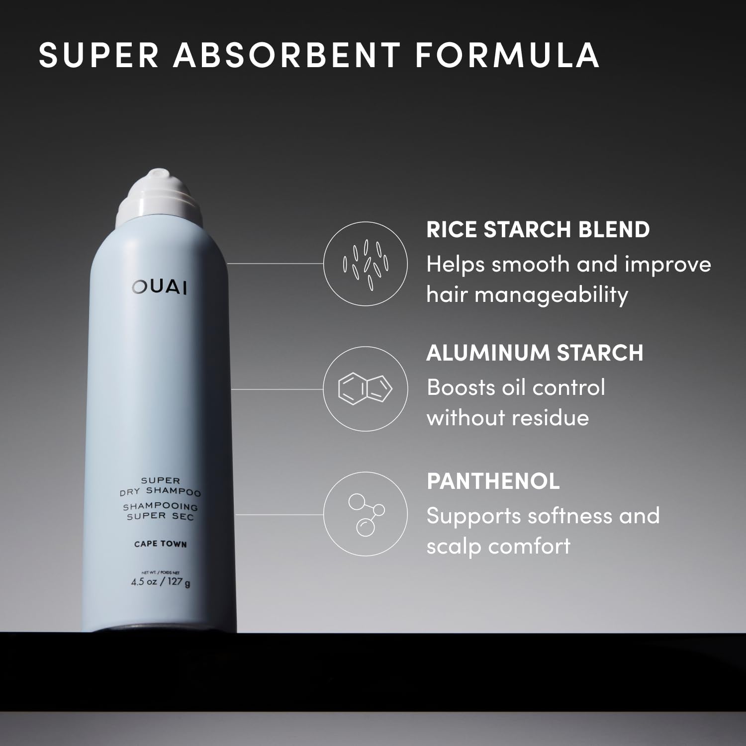 OUAI Super Dry Shampoo for Oil, Dirt and Sweat Absorption