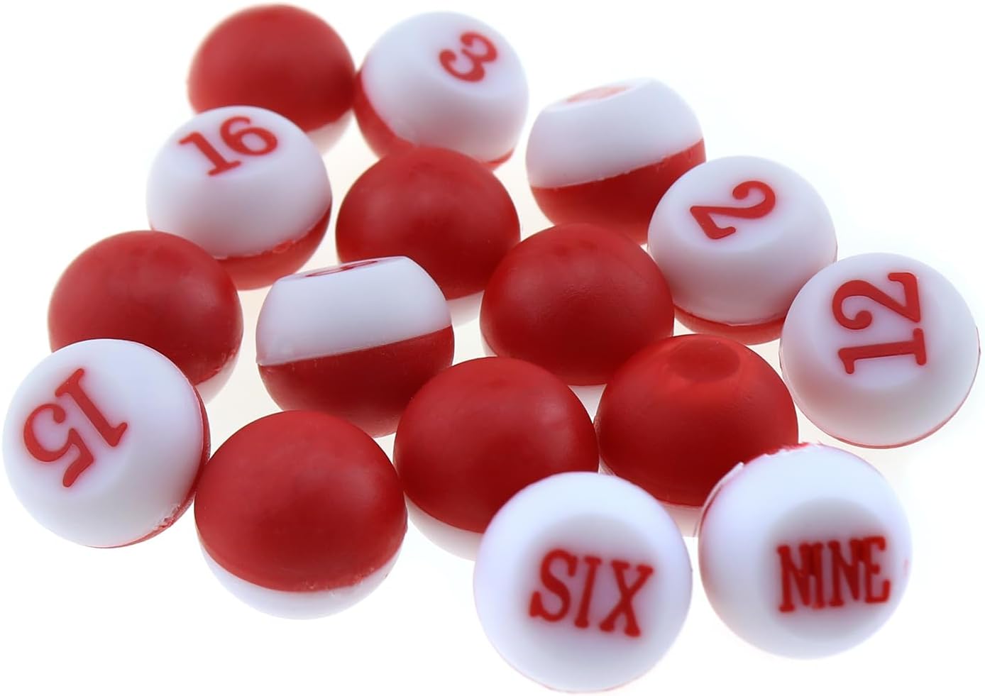 16PCS 2/3 Inch Diameter Red Billiard Number Dice Set PP Plastic Dice for Billiard Halls Billiard Table Accessories Suitable for Traditional Kelly and Pea Pools