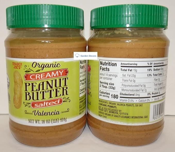 Mantequilla de Maní Cremosa Orgánica Trader Joe's Valencia Salada 16oz (2 Botellas) miniatura 2