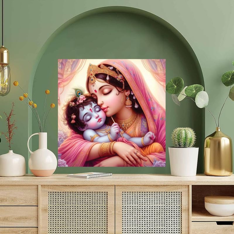Image of British Terminal Cute little Bal Gopal Baby God Krishna| Kanha Ji | Laddu Lord Makhan Chor Painting Religious Poster for Pregnant Women for wall (matt thin vinyl,sticker,multicolor,unframed)| bj268