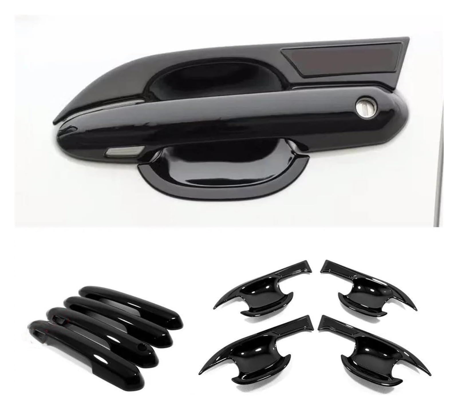 QWQTHGS Car Exterior Door Handle Cap for Toyota RAV4 XA50 Hybrid 2019-2023 Exterior Part Stickers Accessories Car Door Bowl Handle Cover Trim(Black,2)