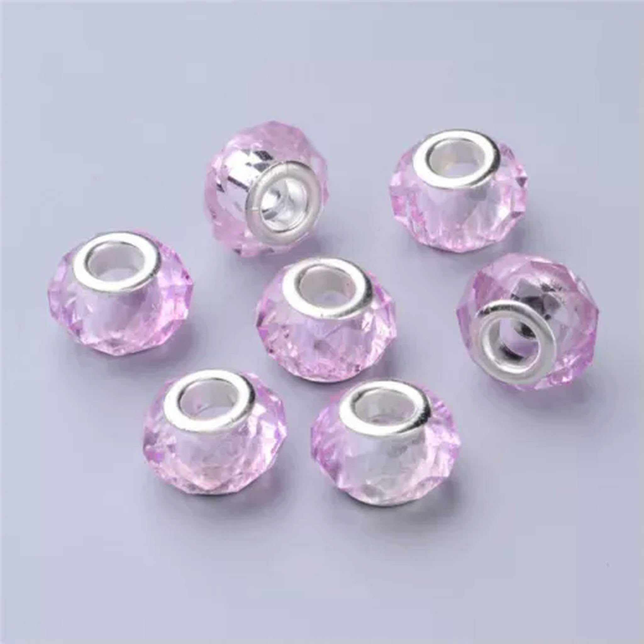 Koraliki z dużym otworem, Opakowanie 100 mosiężnych koralików z otworem 14x8 mm, wielokolorowe(Lavender)