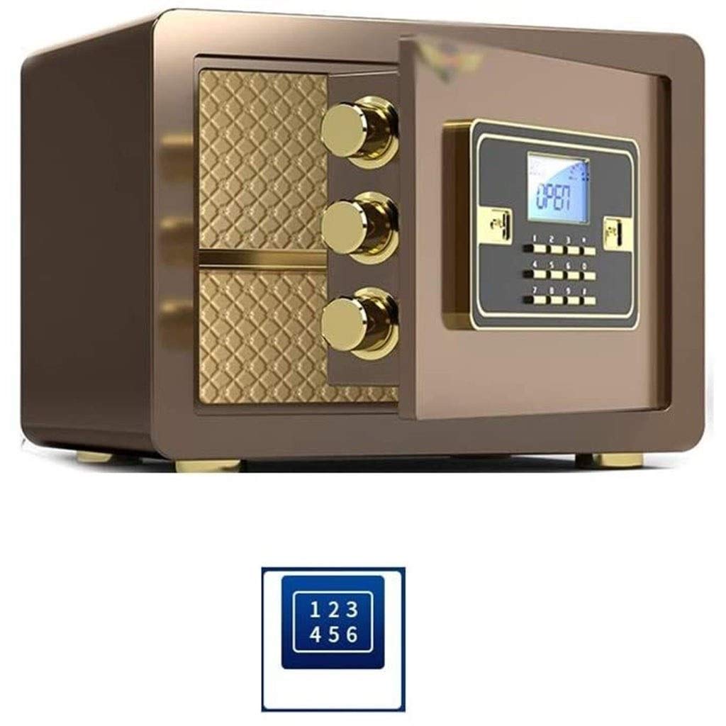 WANGJUNXIU Safe Small Electronic Password Anti-Theft Home Safe, Used for All Steel Lock Boxes from Office to Office, Used to Store Cash, Document Safe Safe Box (Color : Brown)