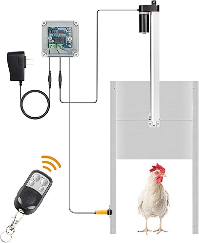 Temporizador automático de puerta de gallinero, kit de abridor de puerta automático con sensor infrarrojo para evitar que el pato de pollo, el ganso