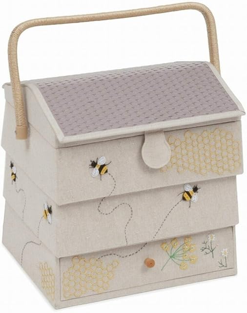 Hobby Gift Novelty Craft Hobby Storage Sewing Box, Extra Large, Hive with Drawer, Bee