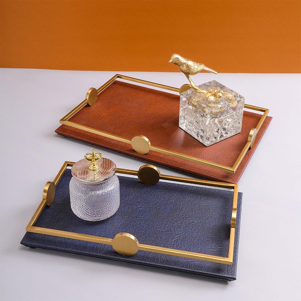 Vassoio da colazione in pelle bianca, elegante vassoio da portata per tavolo da pranzo o portico, per frutta, snack e decorazione della stanza modello - Design elegante e funzionale