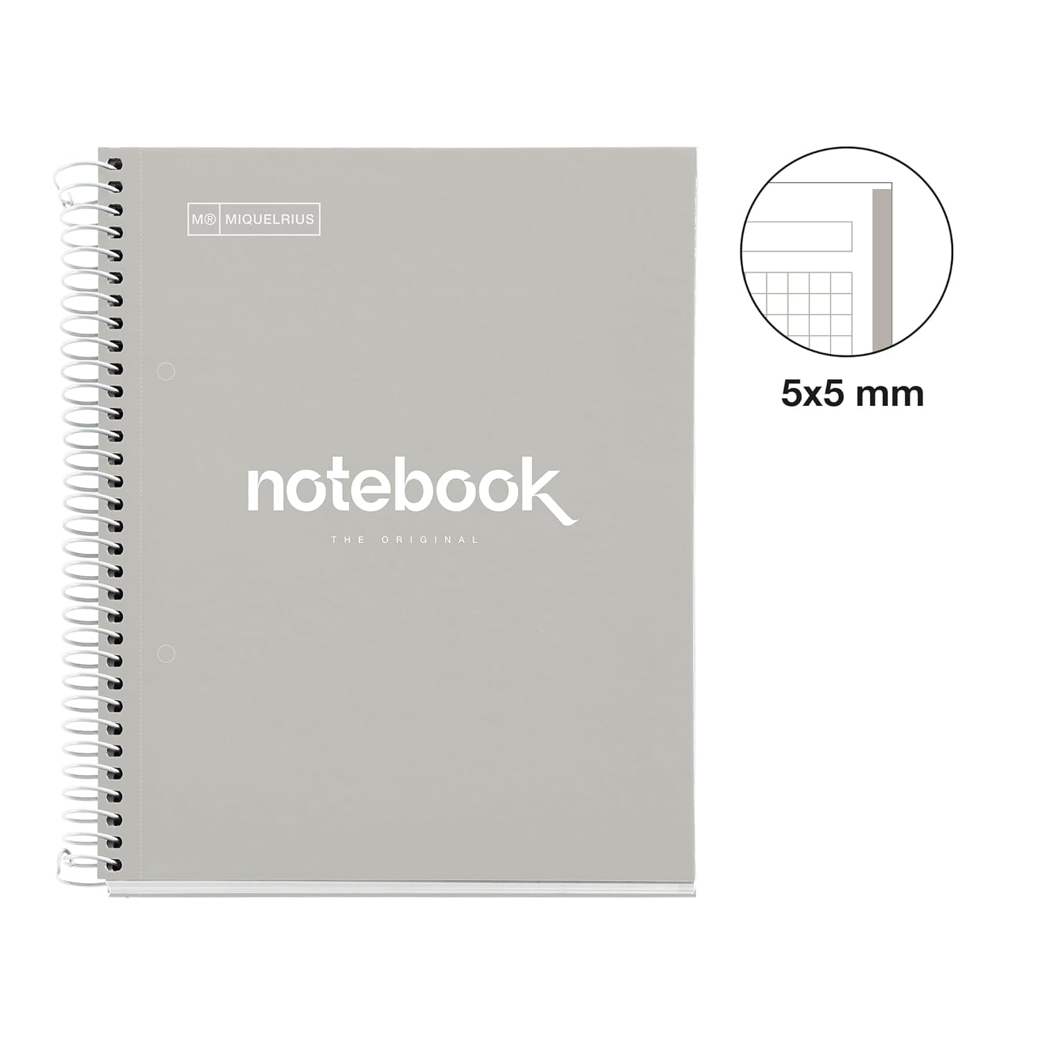 Miquelrius - Pack of 5 A5 Notebooks, Emotions Notebook, 80 Sheets 90 GSM Grid Notebook, Hardback and Spiral Cover Notebooks, 2 Holes for Filing, Ideal for Back to School