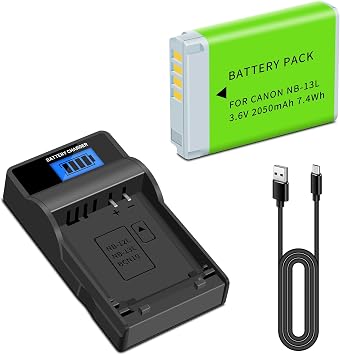 NB-13L Battery with Fast Charger Compatible for Canon PowerShot G7 X Mark II, G7 X, G1 X Mark III, G5 X, G5X Mark II, G9 X, G9 X Mark II, SX620 HS, SX720 HS, SX730 HS, SX740 HS Digital Cameras