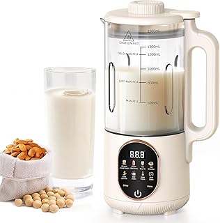 1500ml Automatic Nut Milk Maker 20 Blades for Almond Oat Soy 10 in 1 Milk Plant Based Milks Chowder Juice with Delay Start...