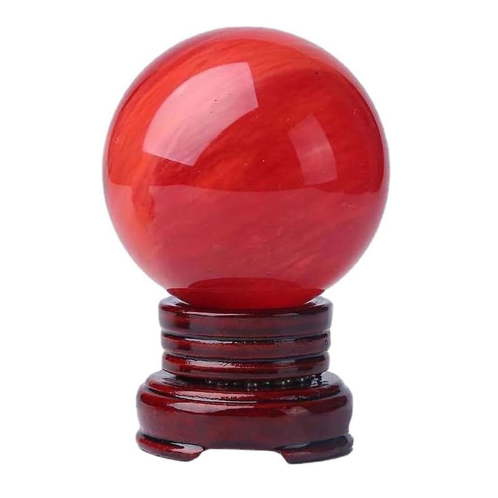 Regalo de feng shui bola de cristal rojo de cuarzo fundido con soporte místico