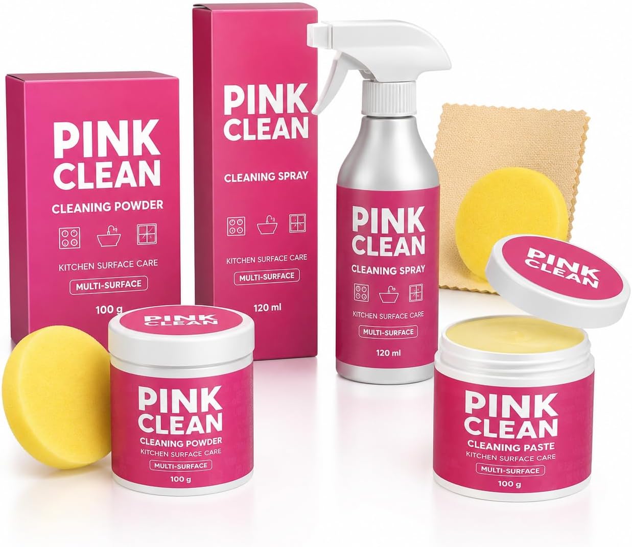 The Pink Stuff Ultimate Cleaning Pack – Miracle Cleaning Paste, Multi-Purpose Spray & Bathroom Foam – Cuts Grease, Removes Stains, Cleans Kitchens, Bathrooms, and More