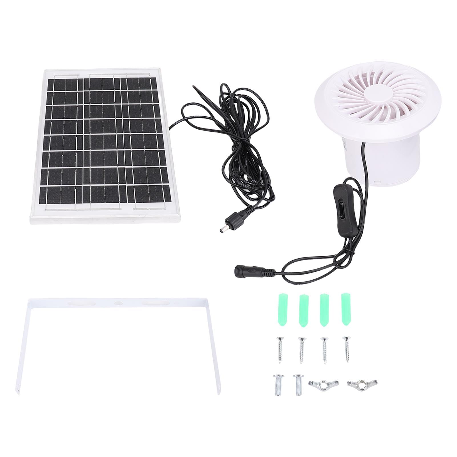 Pongnas Kit Ventola Ad Energia Solare per Cucce, Pollai e Serre - Ventola in Silicio Monocristallino da 6 W con Design di Ventilazione Rotondo