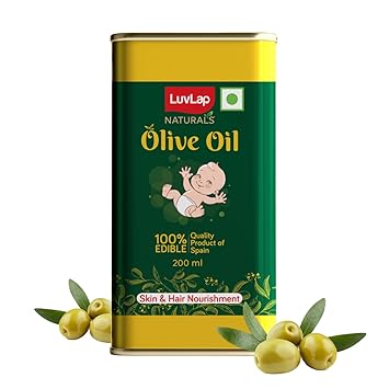 LuvLap Naturals Baby Body Massage Olive Oil, 100% Olive Oil for New Born, 200 ML, Spanish Premium, Enriched with Vitamin E, Enhances Bone & Muscle Strength - image, photos