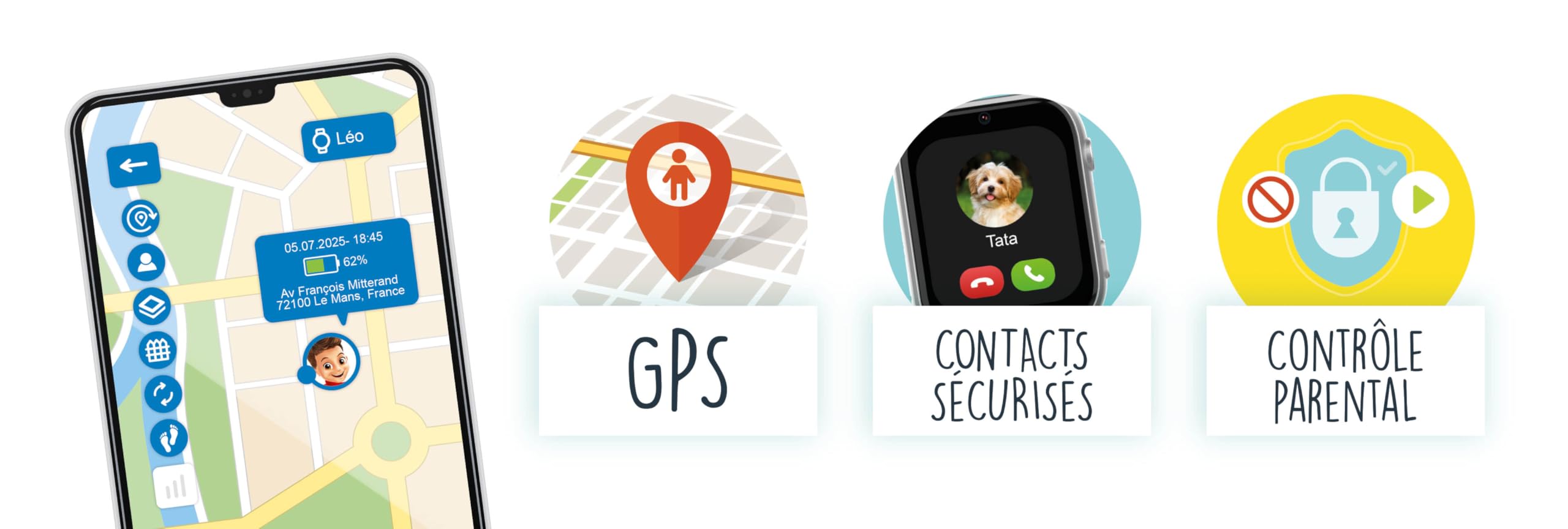 Smartwatch dla dzieci z dołączoną kartą SIM - połączenia, GPS, SOS, wideo, wodoodporny, kontrola rodzicielska za pomocą aplikacji - 2 paski - od 8 lat - gotowy do pracy - zegarek BUKI - FIB01