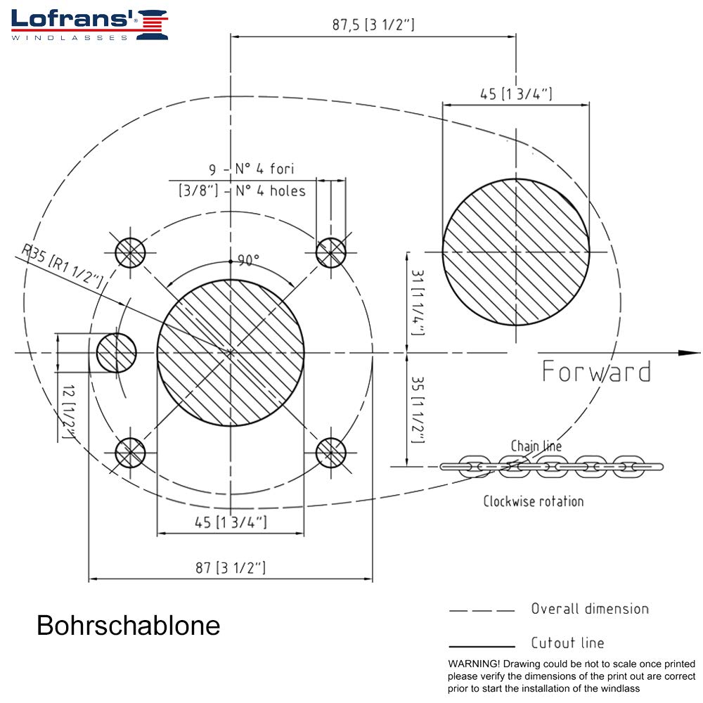 Lofrans X1 Ankerwinde Bronze 700W 12V Ø Kette 8mm Seil 12mm