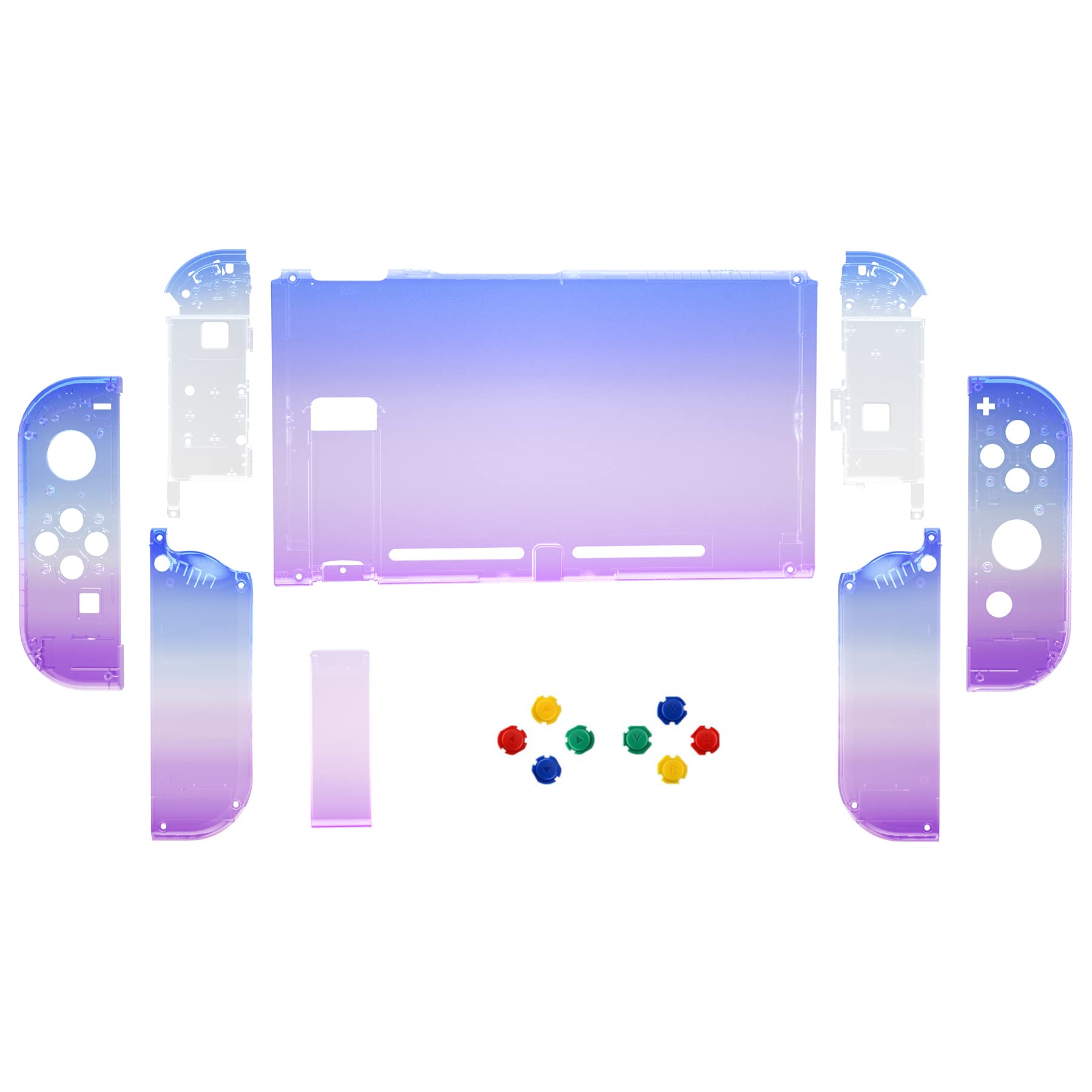 eXtremeRate Carcasa Transparente para Nintendo Switch Accesorios Funda Protector Shell Placa de reemplazo con Botones para Nintendo Switch Consola Joycons Control(Bluebell Gradiente)
