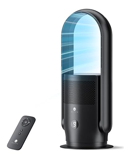 ULTTY Bladeless Tower Fan and Air Purifier Combo 23.5 inch Black