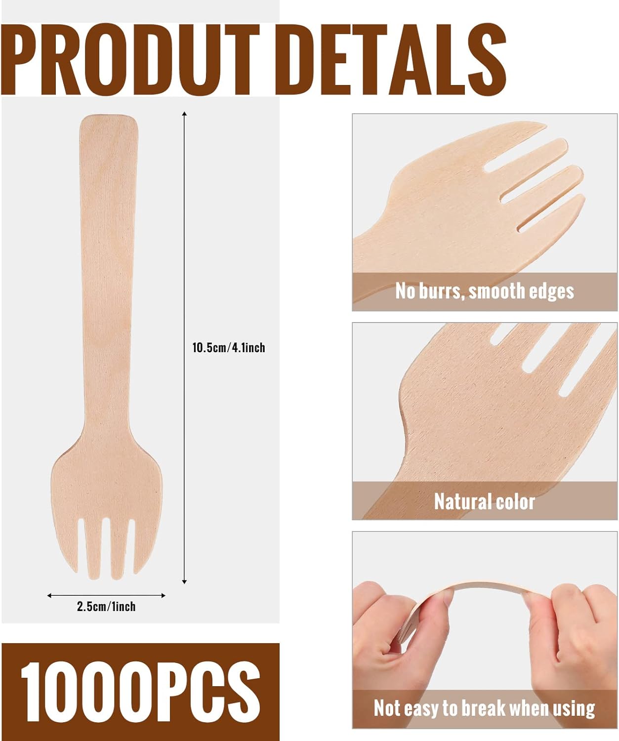 Gerrii 1000 Pcs Mini Wooden Spork 4 Inch Bulk Disposable Fork Spoon Wooden Disposable Utensils Birch Mini Forks 2 in 1 Utensil for Home Party Picnic Barbecue Dessert Appetizers Cocktails