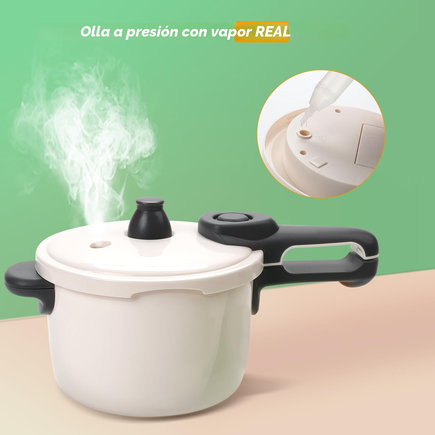 Juguete De Cocina Con Olla A Presión De Vapor Real – Placa De Inducción, Alimentos Para Cortar Y Cesta De Compras