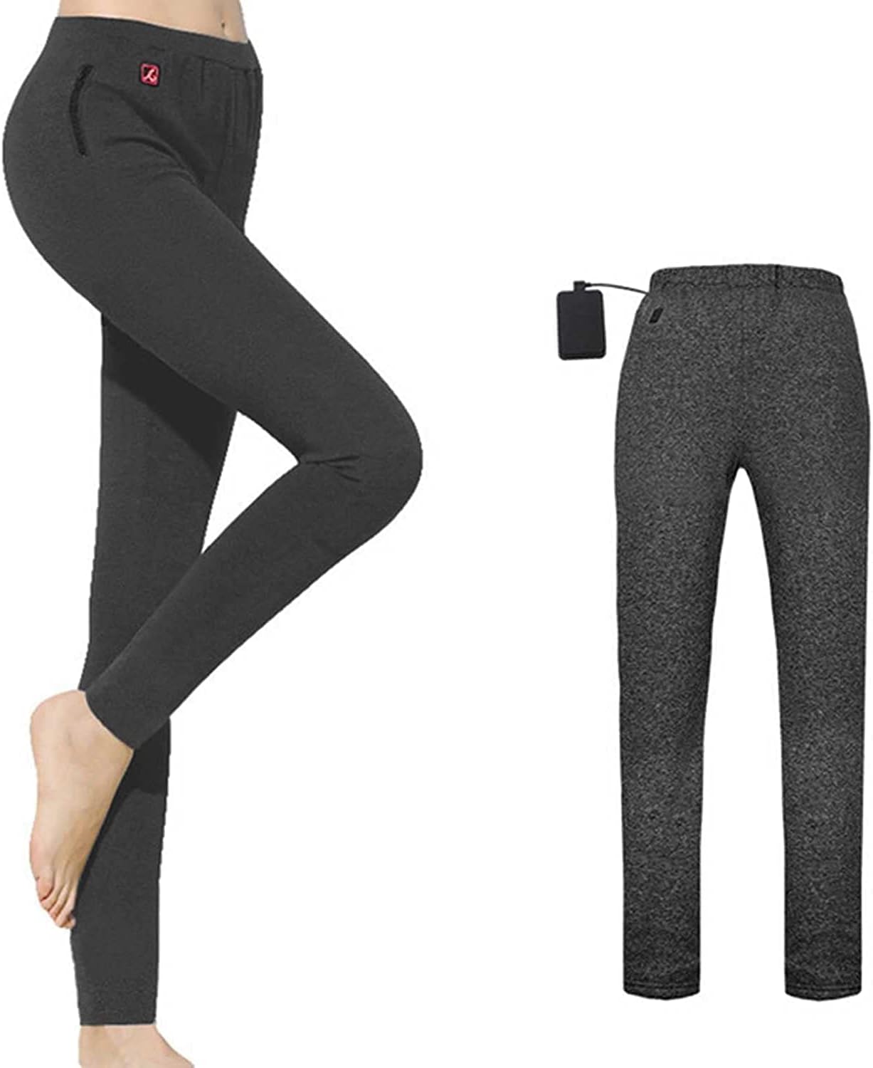 Winter Heated Pants with 4 Area Warmth, USB Electric Heated Pants, Heated Long Johns Thermal Underwear(GREY,XL-XLarge)