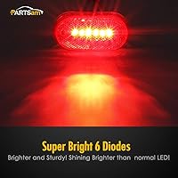 Vista 4 de Partsam 2 lámparas de luz LED oblongas de 4 pulgadas con lente reflejo [certificado DOT], montaje en superficie de caravana, rectangular