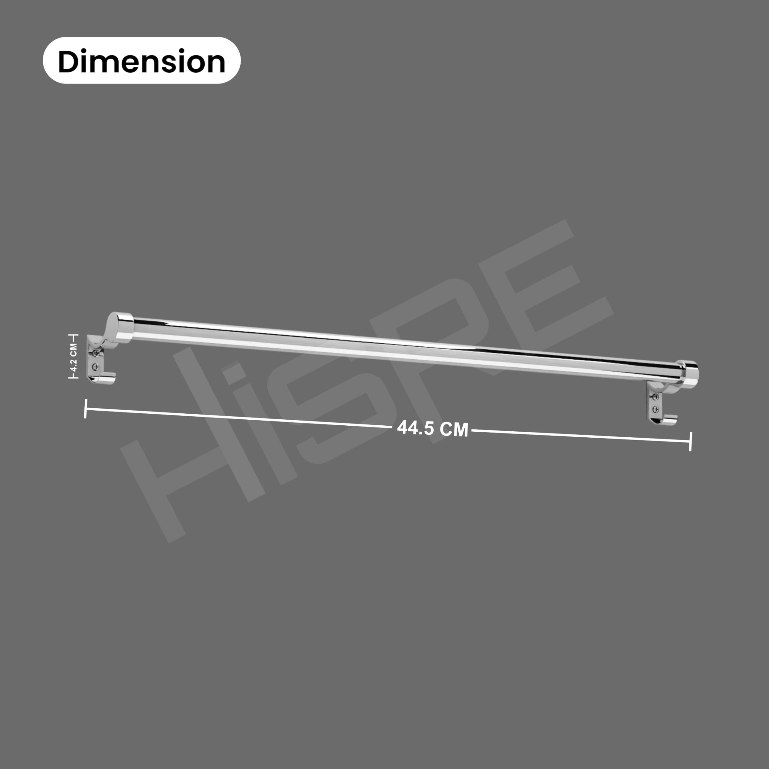 HISRE Modern Wall Mounted Bathroom Towel Bar, Stainless Steel Polished Chrome Single Rail | Towel Holder with Concealed Mounting, Rust Proof Heavy Duty Towel Rod for Bathroom & Kitchen (TH- 1113), photo 3 of 5
