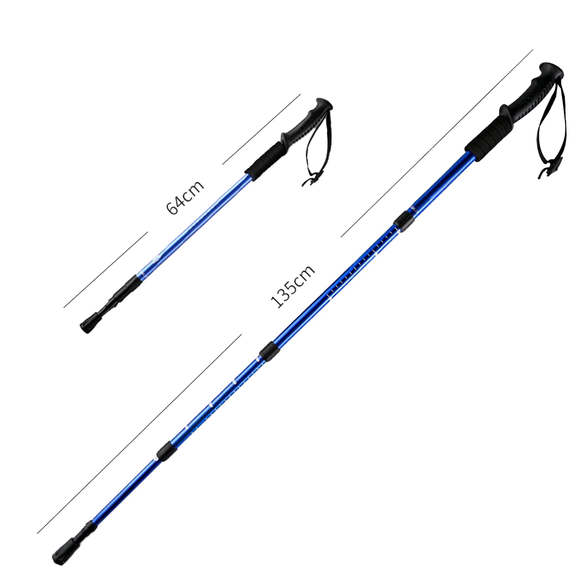Lekkie aluminiowe kijki trekkingowe – kijki trekkingowe o regulowanej wysokości dla mężczyzn, kobiet i dzieci, idealne do chodzenia, wędrówek z plecakiem, na kemping (2 szt.)