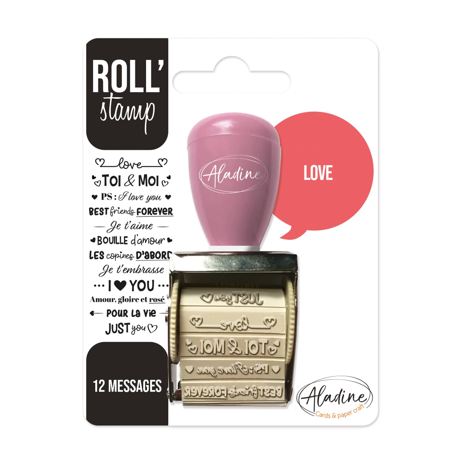 Aladine - Roll' Stamp Love - Adjustable Stamp - Ideal for Bullet Journal, Scrapbooking - 2166