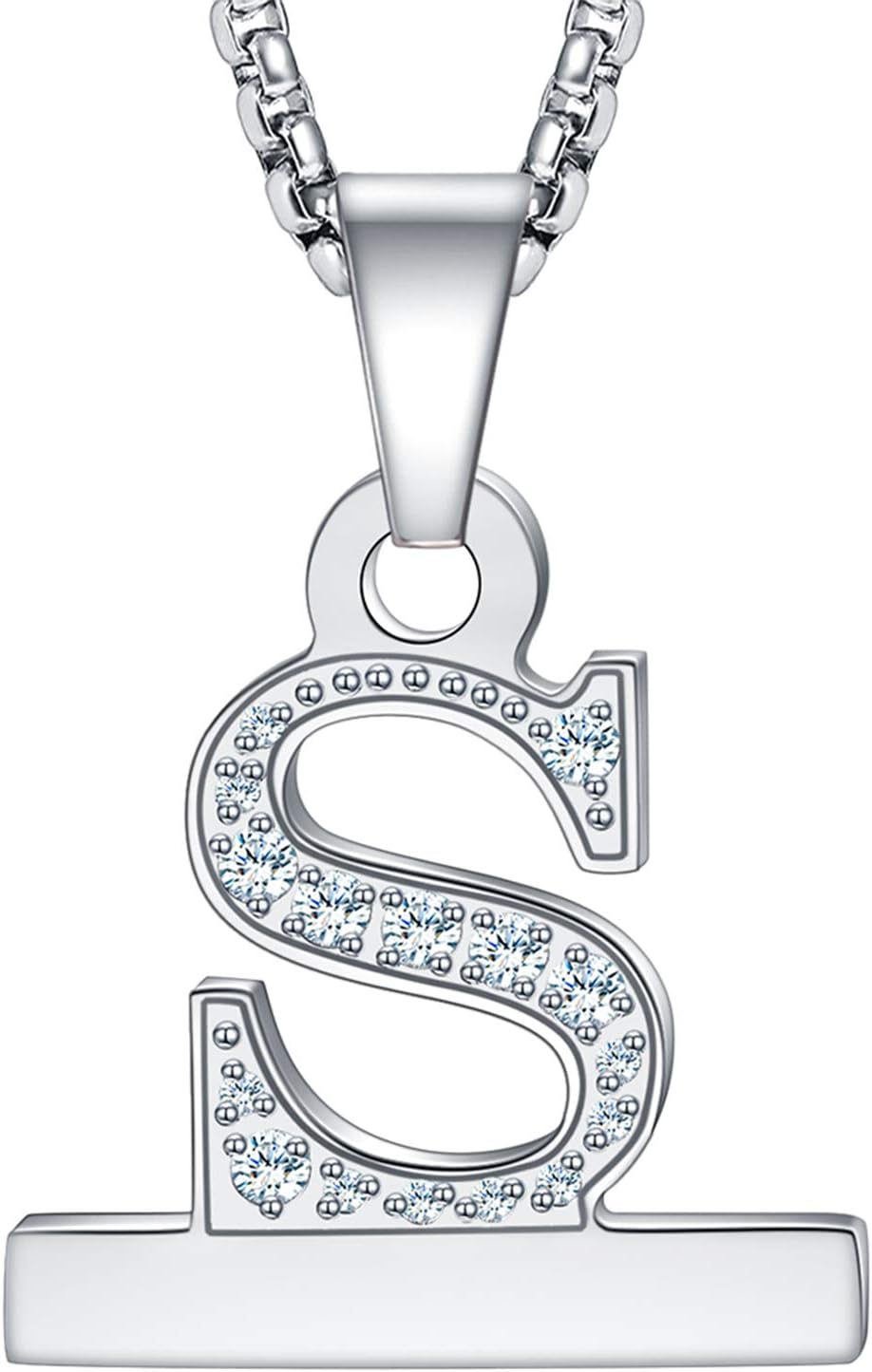 Callancity Watch Necklace Pendant Letter A-Z Watch Connector Adapter 2 in1 Stainless Steel Platinum Plated Box Chain Compatible for Apple Watch Series 8/7/6/5/4/3/2/1 38mm 40mm 41mm