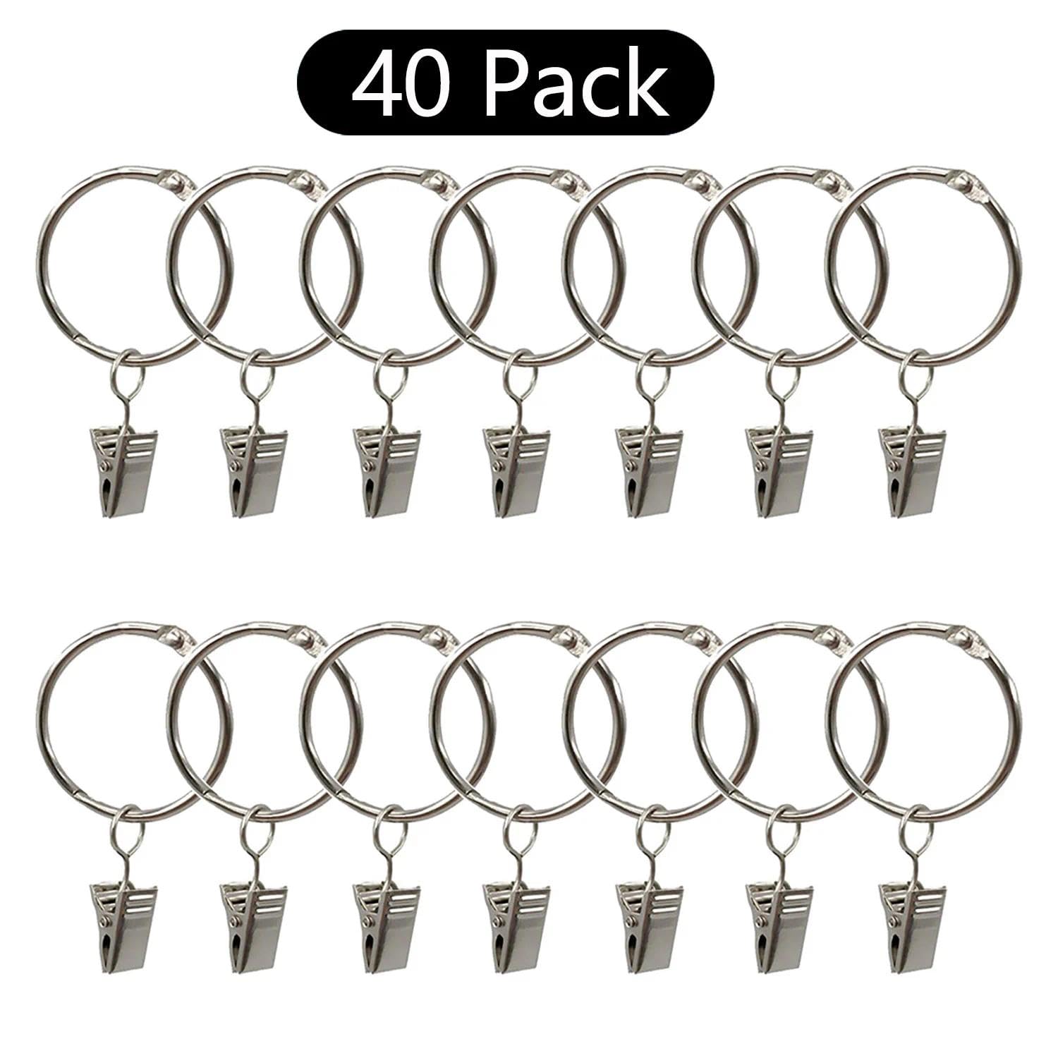 HechoVinen Gordijnclip met ring, 40 stuks gordijnroede haken, ijzeren gordijnen opknoping clips voor opknoping gordijnen, foto's, gedroogde bloemen, goud