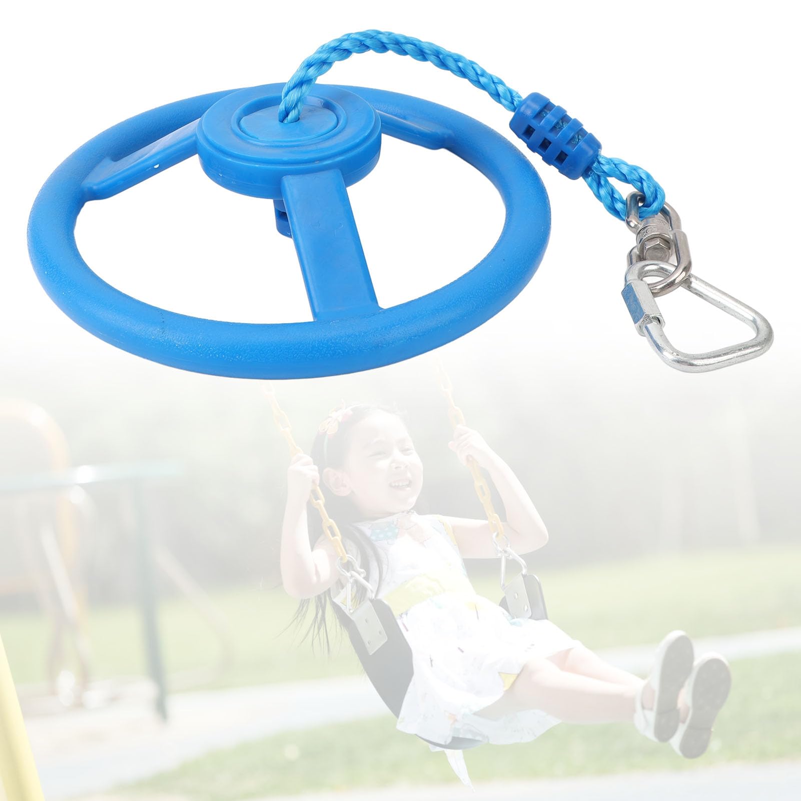 Juego de ruedas giratorias para gimnasio para niños, columpio portátil con cuerda, plástico azul y nailon para jugar en interiores y exteriores, perfecto para parejas y jardines de infancia