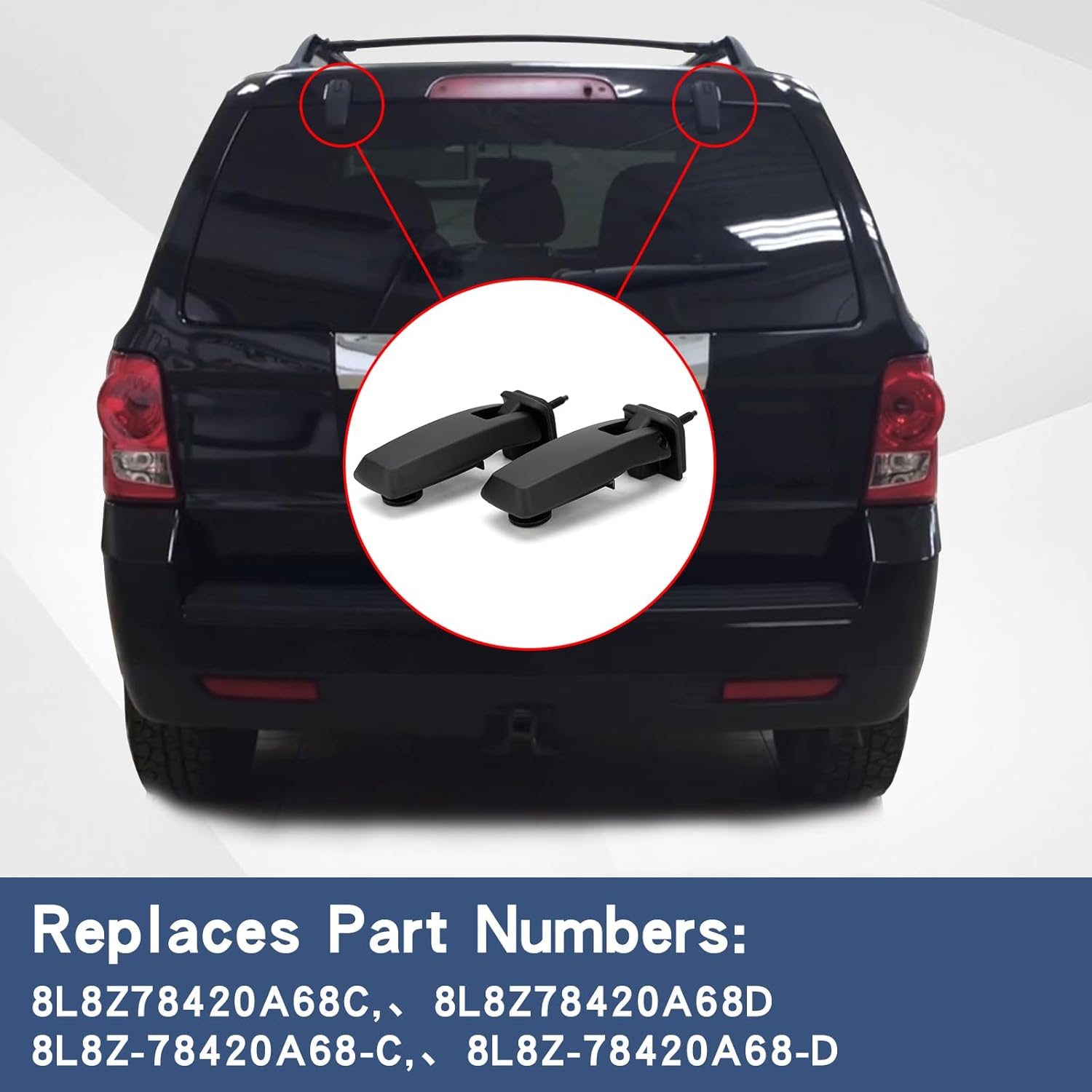 Rear Window Hinge Liftgate Set Glass Hinge Right & Left | Compatible with 2008-2012 Ford Escape Mercury Mariner Mazda Tribute | Replaces# 8L8Z78420A68C, 8L8Z78420A68D