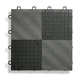 BlockTile B2US4230 Deck and Patio Flooring Interlocking Tiles Perforated Pack, Black, 30-Pack
