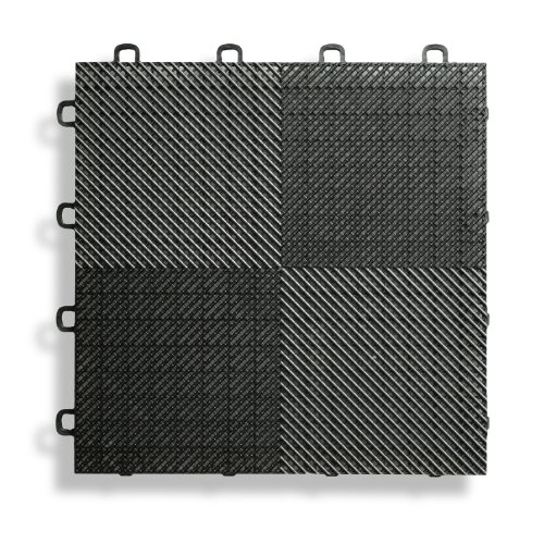 BlockTile B2US4230 Deck and Patio Flooring Interlocking Tiles Perforated Pack, Black, 30-Pack