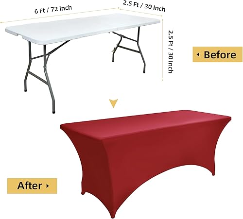 Miniatura 7 de Paquete de 2 manteles de elastano para mesas plegables rectangulares estándar de 6 pies, manteles elásticos resistentes a las arrugas, protector de