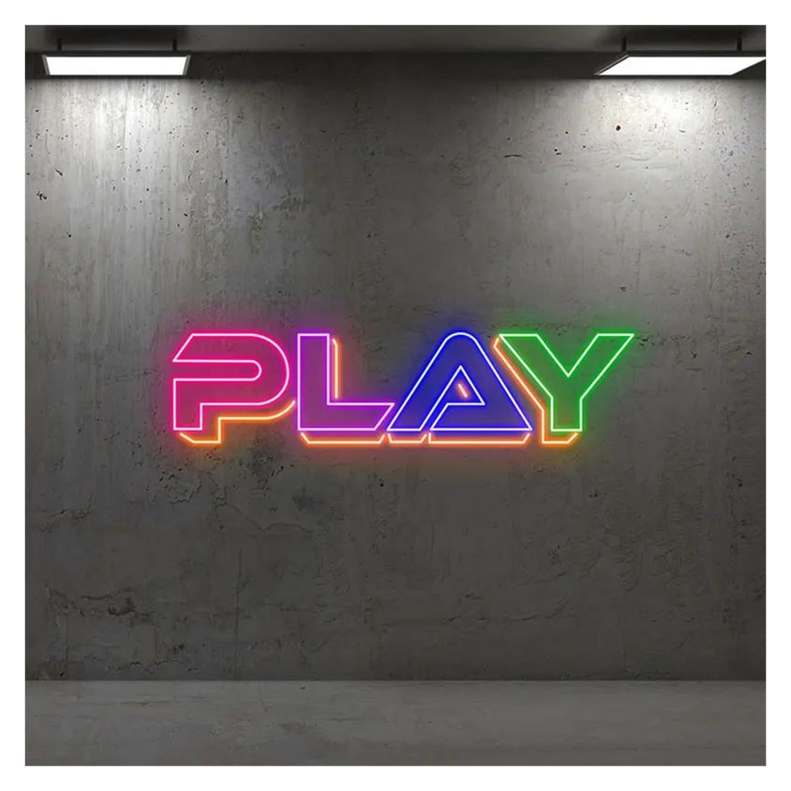 Decoración Lámparas Letrero De Neón Con Texto JUGAR, Divertido, Arte De Pared Decorativo Para Salas De Juegos Y Espacios De Entretenimiento, Lámparas Regulables 45cm