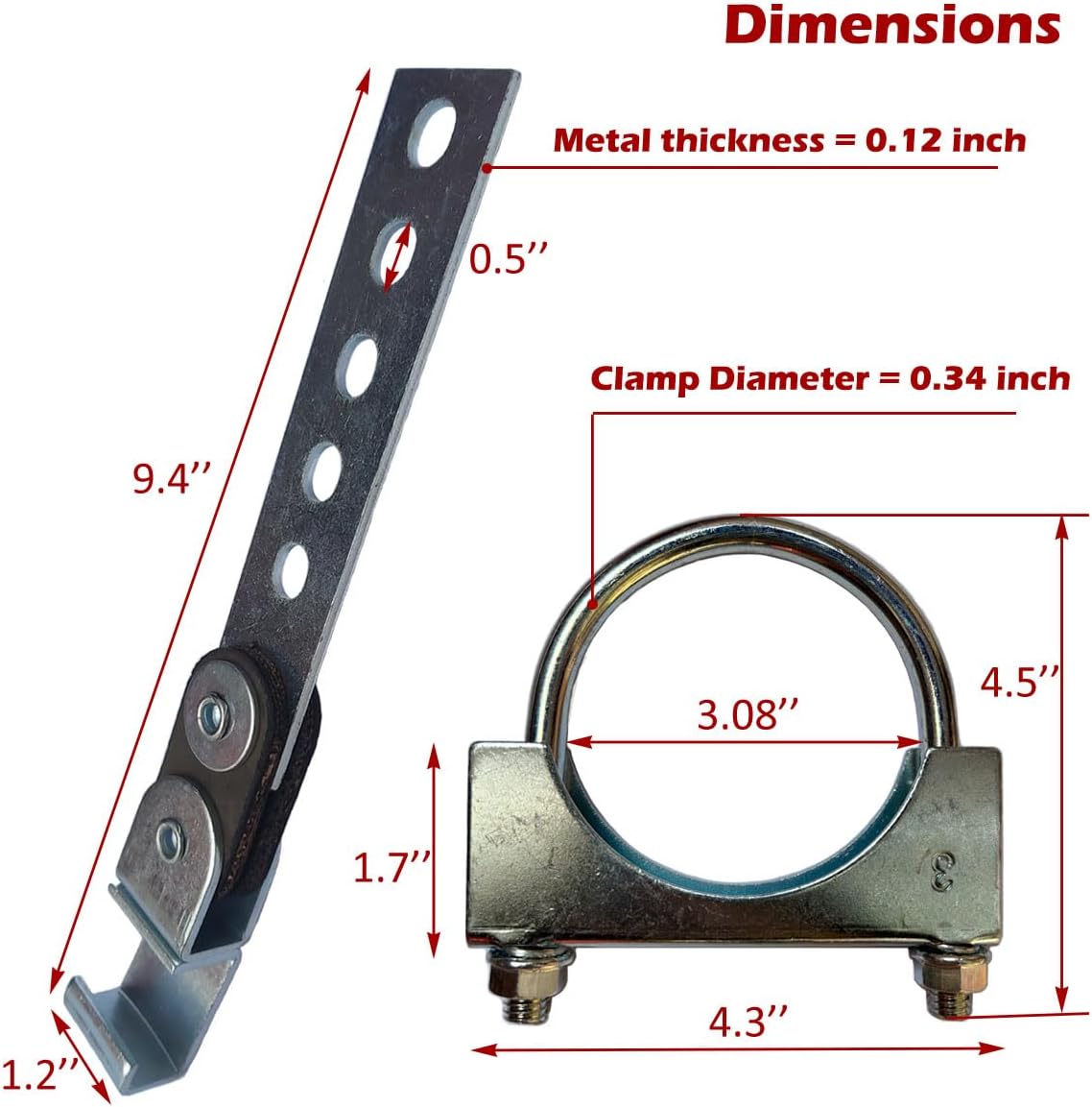 1 Pack Exhaust Pipe Hanger to Fit 3'' TailPipe, 2pcs Kit of Swivel Exhaust Hanger and 3 inch U-Bolt Exhaust Clamp, Universal Tailpipe Bracket U-bolt Exhaust Muffer Clamp (3 inch)