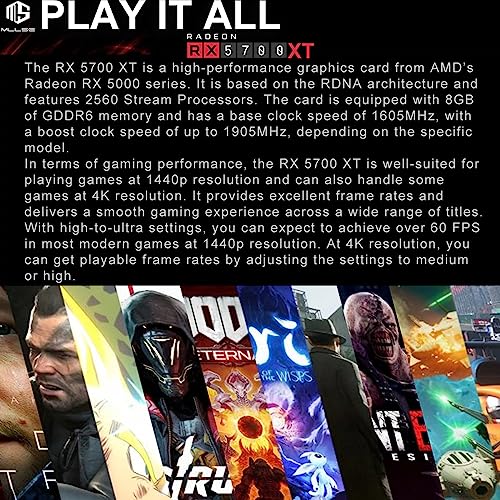 Mllse Placa gráfica Radeon RX 5700 XT, 8GB GDDR6 256-bit GPU para jogos HDMI DisplayPort Interface P