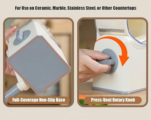 Miniatura 7 de Cortador manual de verduras  Cortador de tambor patentado con cuchillas intercambiables, funcionamiento seguro y rápido de manivela  para