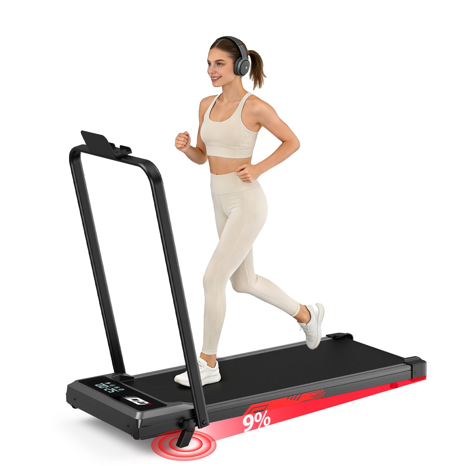 Tapis de Course 4 en 1 Pliable avec Pente 9% – Tapis de Marche Électrique 10 km/h, Moteur 3,0 CV, Système d’Amorti Avancé, Écran LCD, Cadre Renforcé, 140 kg Max – pour Maison & Bureau