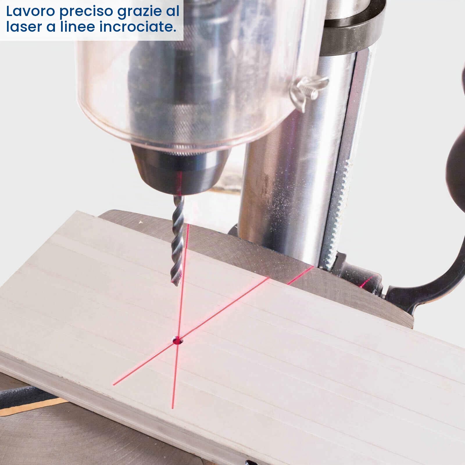 Scheppach 5906807901 trapano/trapano da banco dp18vario, posizione laser e LED, velocità regolabile, per legno, metallo e plastiche, regolazione della velocità da 440 a 2580 giri/min, 550 W, W, 230 V