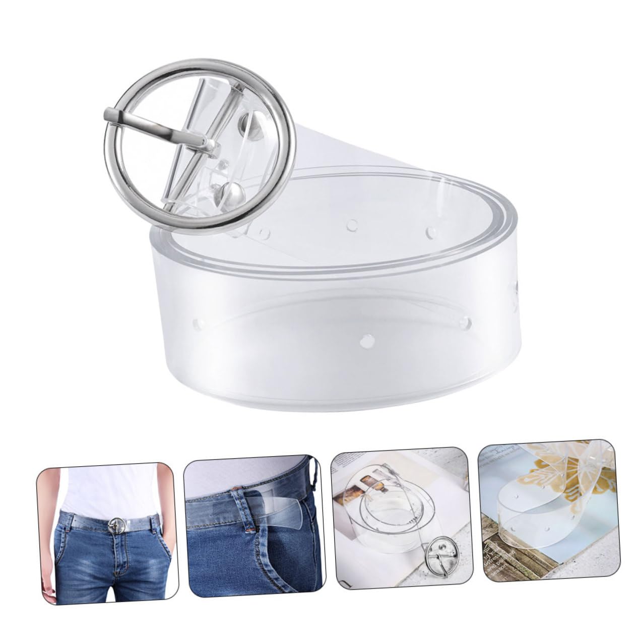 3 Ensembles Ceinture Transparente Large Pvc Avec Boucle Métallique Pour Femmes Ceinture De Et Ajustable Pour Robes Et Jeans 2 Pièces * 3