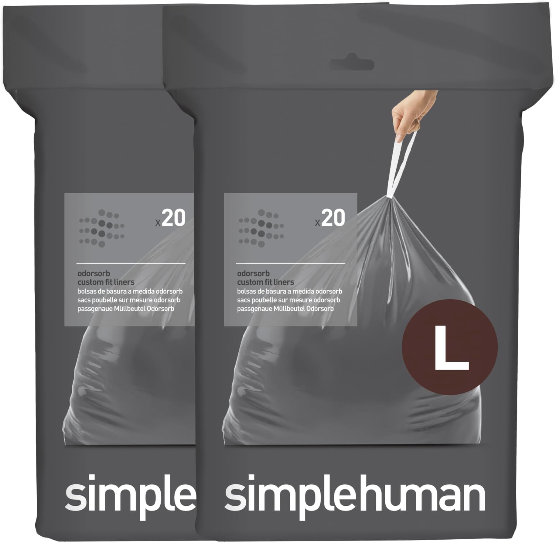Code L 40 Count, Genuine Custom Fit Liners, Drawstring Trash Bags in Dispenser Packs, 18 Liter / 4.7 Gallon